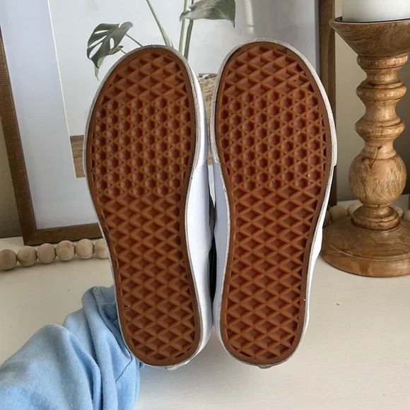 VANS Classic Slip-On Metallic Leather Silver/True White Size 6 - Picture 6 of 7